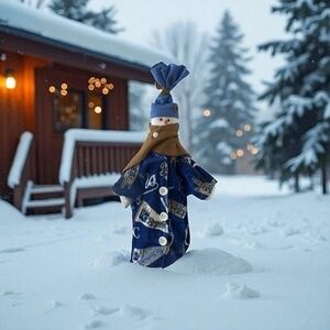 Rare Kansas City Royals Scarf Hat Snowman 32" Logo Velvet Robe Doll New